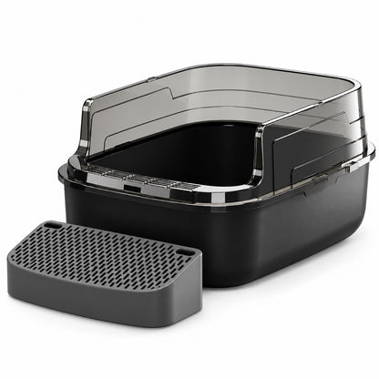 GAVPEPY High-Sided Cat Litter Box, 4 Options image 9 - DPlitterbox14-Black-62X45X40CM-WithScoop.jpg