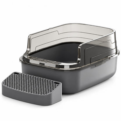 GAVPEPY High-Sided Cat Litter Box, 4 Options image 8 - DPlitterbox14-Gray-62X45X40CM-WithScoop.jpg