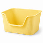 GAVPEPY PP Plastic Extra Large High-Sided Cat Litter Box for Indoor Cat Litter Management and Daily Cleaning, Size 64.2 x 45.3 x 33.3cm, Colors Cream Yellow, Gray, and Matcha Green, for Homes, Apartments, Bathrooms and Dedicated Litter Areas