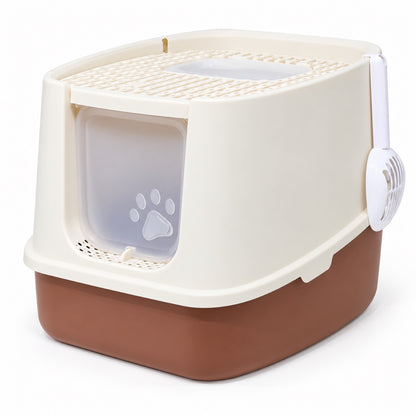 GAVPEPY Extra Large Top-Entry Enclosed Cat Litter Box, 2 Options image 9 - DPlitterbox17-Brown-LARGE.jpg