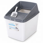 GAVPEPY PP Resin Top-Entry Enclosed Cat Litter Box for Indoor Cat Litter Management and Daily Cleaning, Size 52 x 39 x 52cm, Colors Gray and Beige, for Homes, Apartments, Bathrooms and Dedicated Litter Areas, Top Entry Helps Manage Litter Tracking