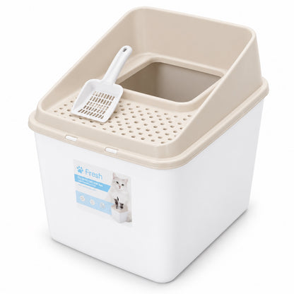 GAVPEPY Top-Entry Enclosed Cat Litter Box, 2 Options image 9 - DPlitterbox21-Beige-SMALL.jpg