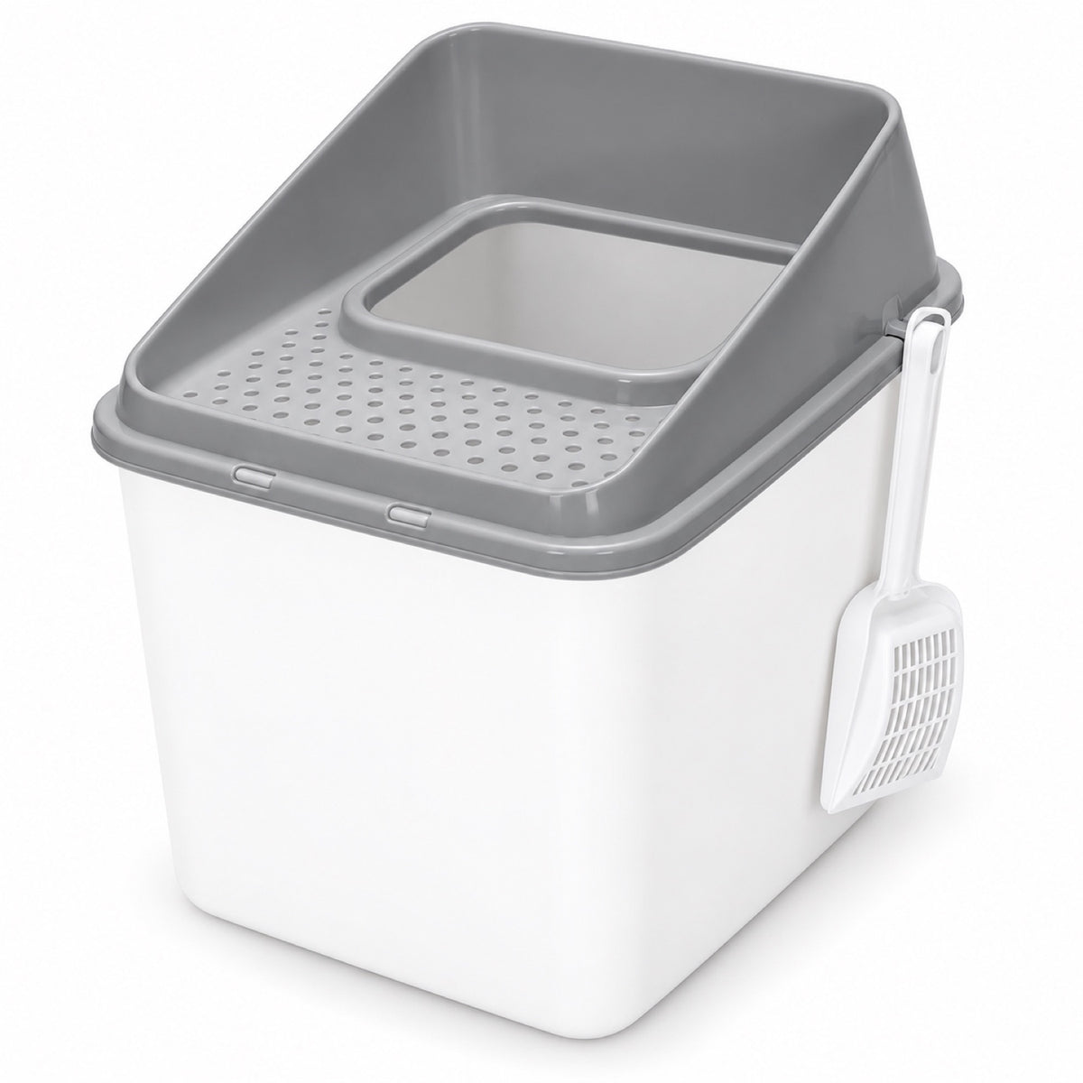 GAVPEPY Top-Entry Enclosed Cat Litter Box, 4 Options image 8 - DPlitterbox22-Gray-SMALL.jpg