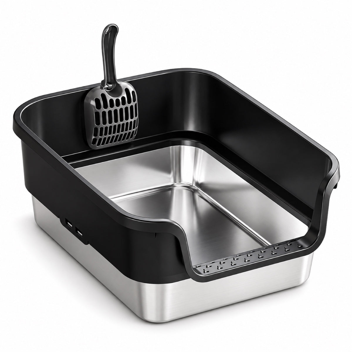 GAVPEPY Stainless Steel High-Sided Cat Litter Box, 18 Options image 15 - DPlitterbox24-Black-43X33X17CM.jpg