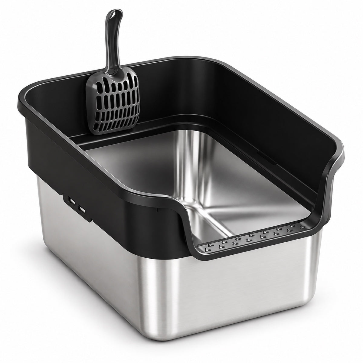 GAVPEPY Stainless Steel High-Sided Cat Litter Box, 18 Options image 21 - DPlitterbox24-Black-43X33X25CM.jpg