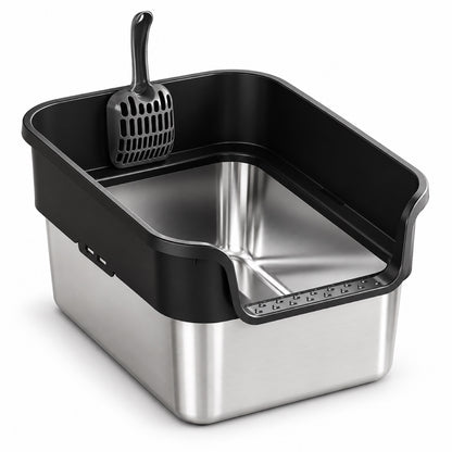GAVPEPY Stainless Steel High-Sided Cat Litter Box, 18 Options image 21 - DPlitterbox24-Black-43X33X25CM.jpg