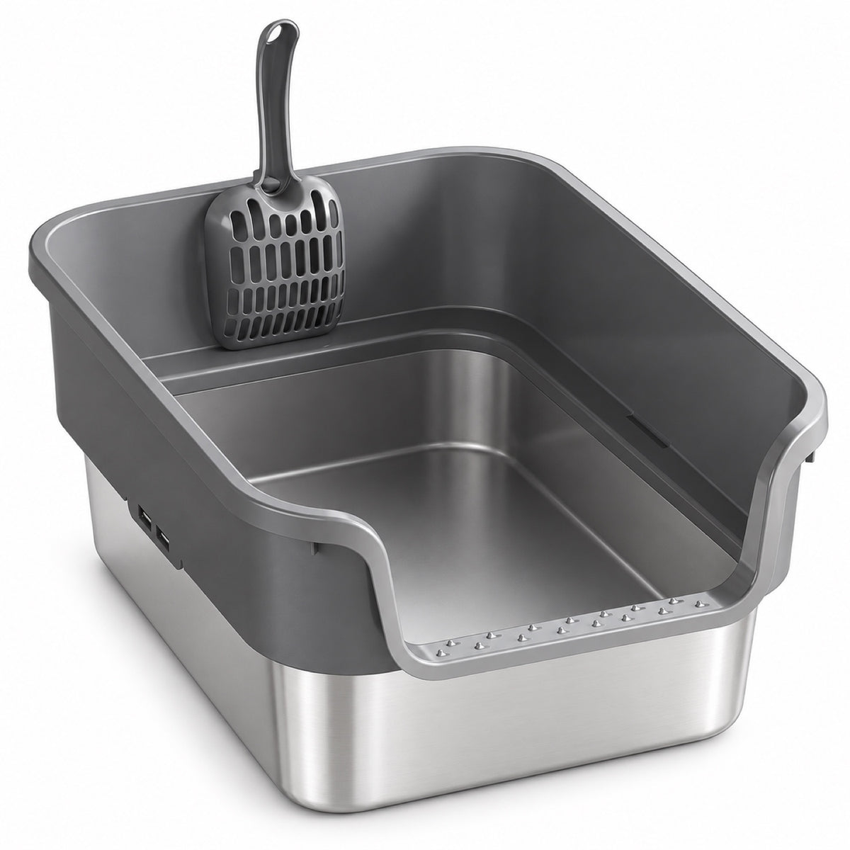 GAVPEPY Stainless Steel High-Sided Cat Litter Box, 18 Options image 17 - DPlitterbox24-DarkGray-43X33X20CM.jpg