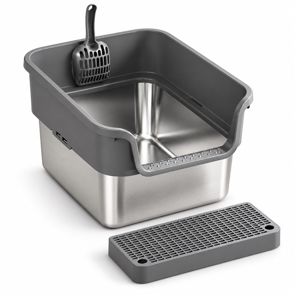 GAVPEPY Stainless Steel High-Sided Cat Litter Box, 18 Options image 13 - DPlitterbox24-DarkGray-43X33X25CM-V17.jpg