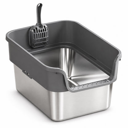 GAVPEPY Stainless Steel High-Sided Cat Litter Box, 18 Options image 14 - DPlitterbox24-DarkGray-43X33X25CM.jpg