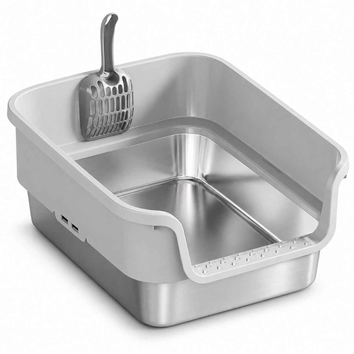 GAVPEPY Stainless Steel High-Sided Cat Litter Box, 18 Options image 10 - DPlitterbox24-LightGray-43X33X17CM.jpg
