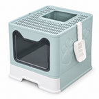 GAVPEPY PP Plastic and Stainless Steel Foldable Top-Entry Enclosed Cat Litter Box for Indoor Cat Litter Management and Daily Cleaning, Size 50 x 40 x 40cm, 4 Color Options, for Homes, Apartments, Bathrooms and Dedicated Litter Areas