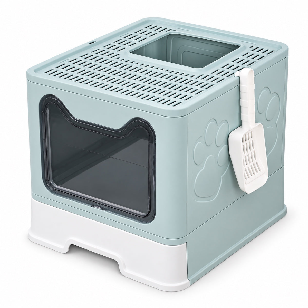 GAVPEPY Foldable Top-Entry Enclosed Cat Litter Box, 4 Options image 8 - DPlitterbox25-LightBlue-50X40X40CM.jpg