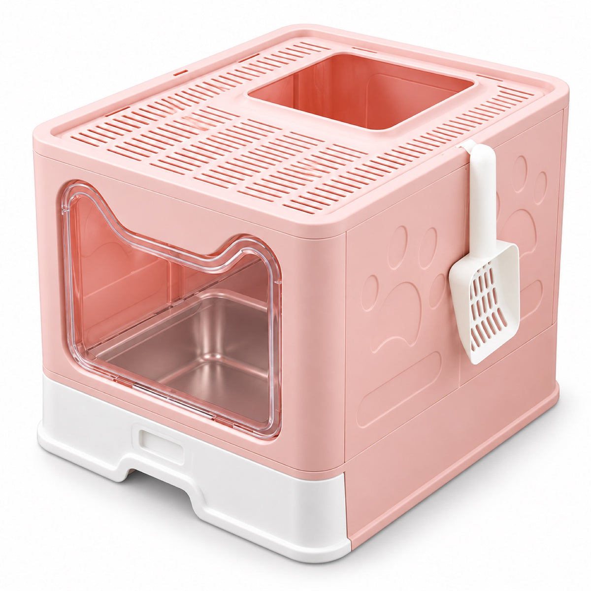 GAVPEPY Foldable Top-Entry Enclosed Cat Litter Box, 4 Options image 11 - DPlitterbox25-Pink-50X40X40CM.jpg