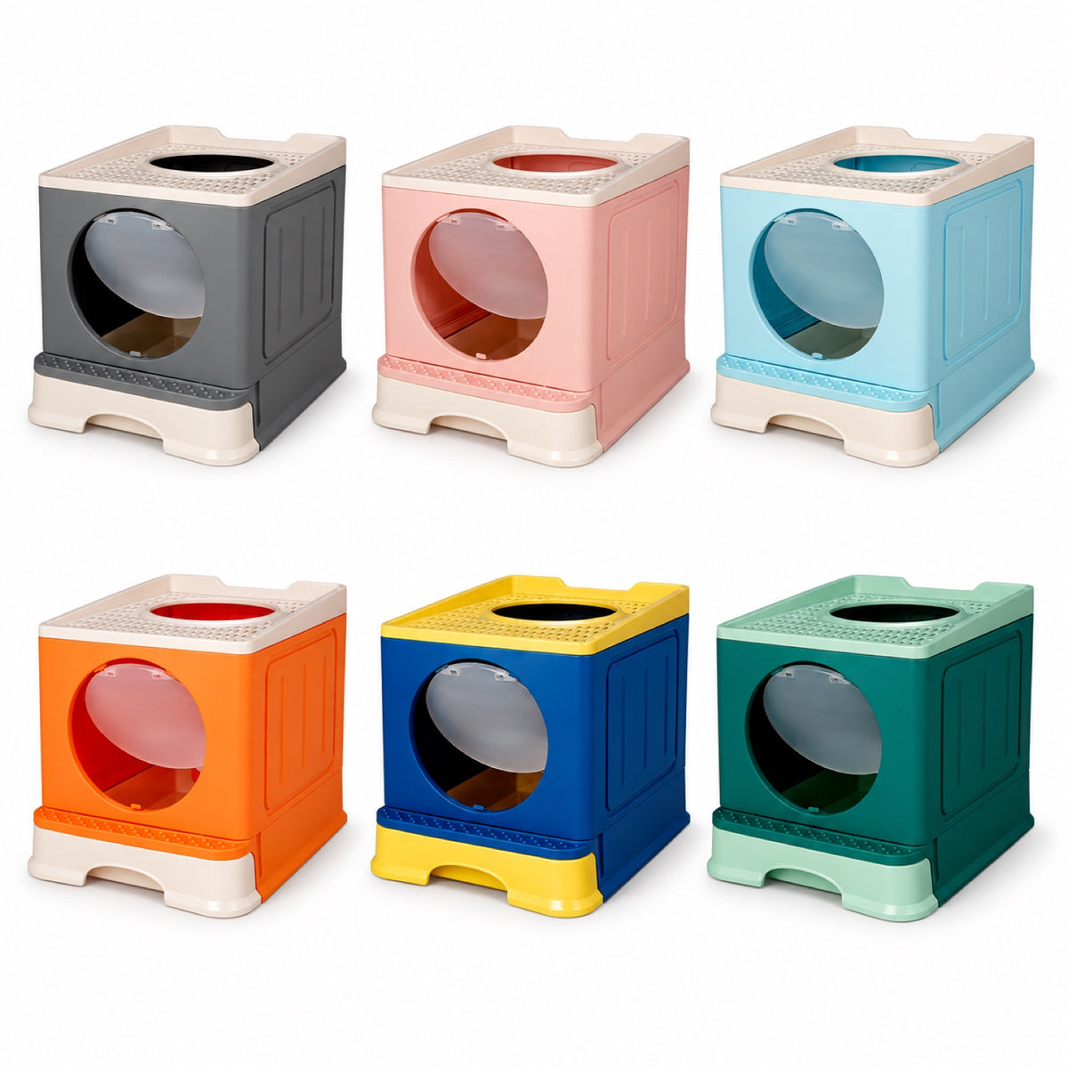 GAVPEPY Foldable Top-Entry Enclosed Cat Litter Box image 8 - DPlitterbox27-45X34X39CM.jpg