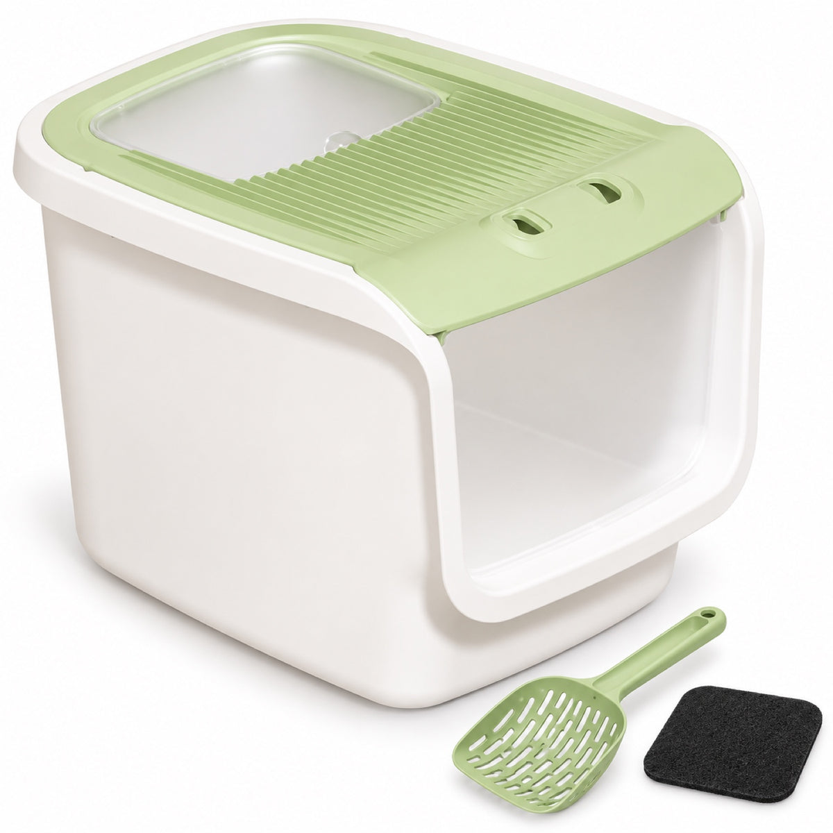 GAVPEPY Enclosed Cat Litter Box, 2 Options image 8 - DPlitterbox29-NeonGreen-WithScoop.jpg
