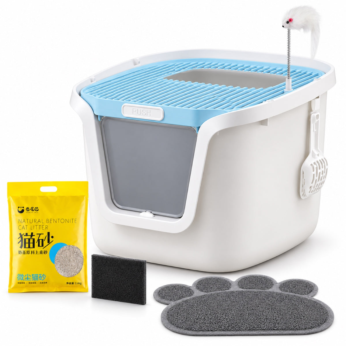 GAVPEPY Enclosed Cat Litter Box, 19 Options image 15 - DPlitterbox30-Blue-2XLARGE-V18.jpg