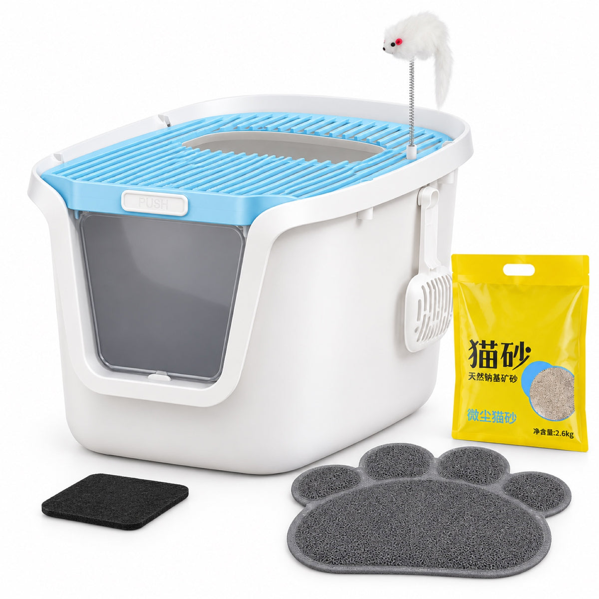 GAVPEPY Enclosed Cat Litter Box, 19 Options image 11 - DPlitterbox30-Blue-LARGE-V15.jpg