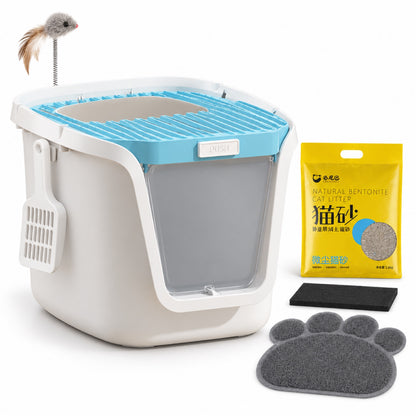 GAVPEPY Enclosed Cat Litter Box, 19 Options image 19 - DPlitterbox30-Blue-MEDIUM-V12.jpg