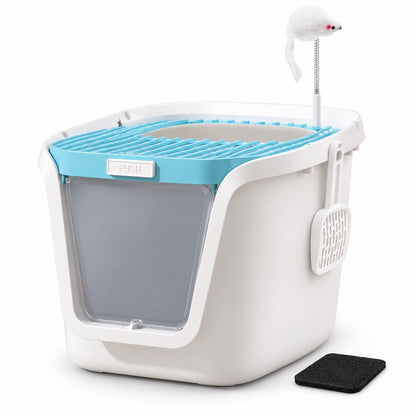 GAVPEPY Enclosed Cat Litter Box, 19 Options image 20 - DPlitterbox30-Blue-MEDIUM.jpg