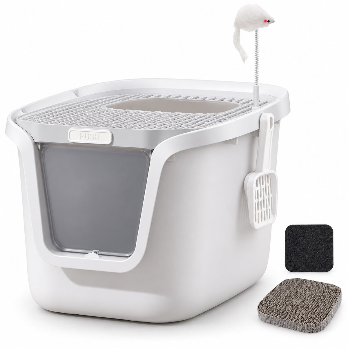 GAVPEPY Enclosed Cat Litter Box, 19 Options image 22 - DPlitterbox30-Gray-2XLARGE.jpg