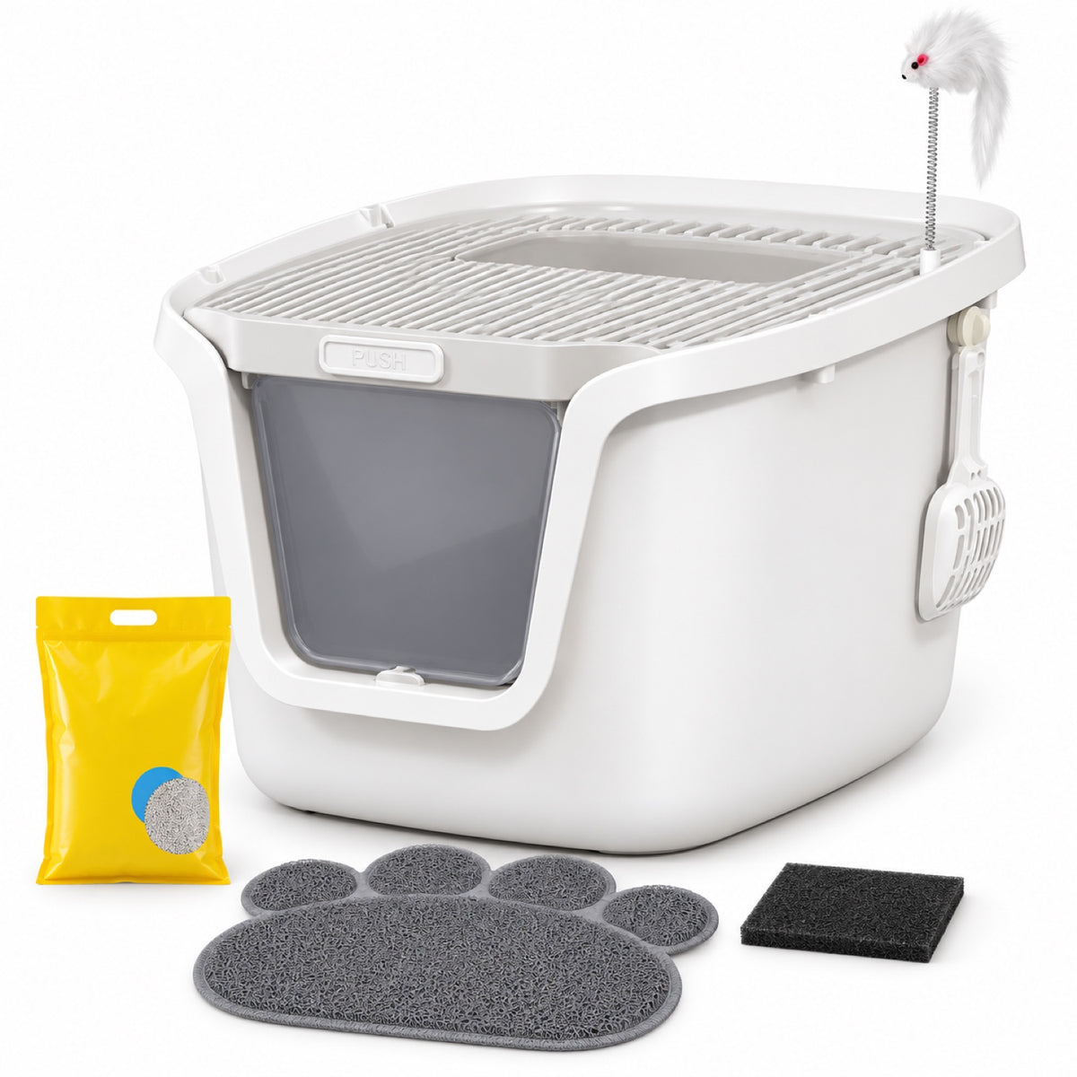 GAVPEPY Enclosed Cat Litter Box, 19 Options image 9 - DPlitterbox30-Gray-LARGE-V13.jpg