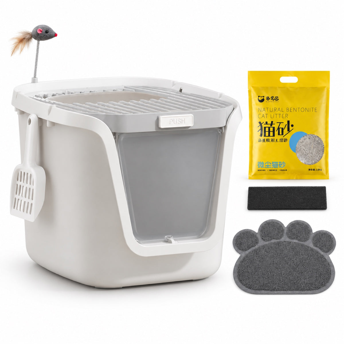 GAVPEPY Enclosed Cat Litter Box, 19 Options image 18 - DPlitterbox30-Gray-MEDIUM-V10.jpg