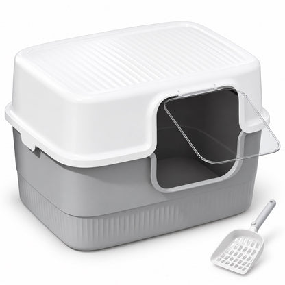 GAVPEPY Extra Large Enclosed Cat Litter Box, 2 Options image 9 - DPlitterbox33-Gray-LARGE.jpg