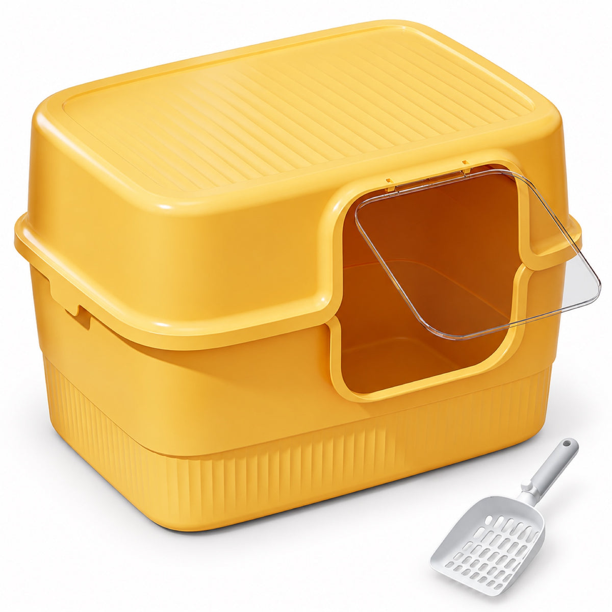 GAVPEPY Extra Large Enclosed Cat Litter Box, 2 Options image 8 - DPlitterbox33-Yellow-LARGE.jpg