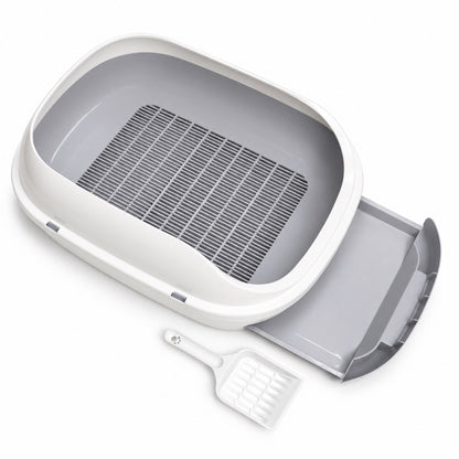 GAVPEPY Drawer Enclosed Double-Layer Cat Litter Box, 10 Options image 12 - DPlitterbox34-White-Gray-51X40-5X20-5CM.jpg
