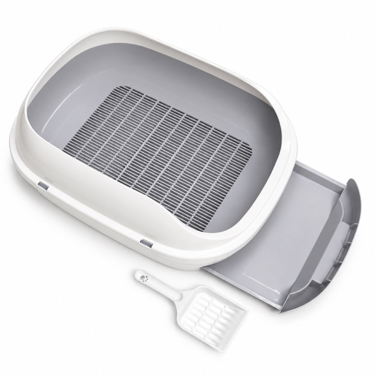 GAVPEPY Drawer Enclosed Double-Layer Cat Litter Box, 10 Options image 11 - DPlitterbox34-White-Gray-63X45X21-5CM.jpg