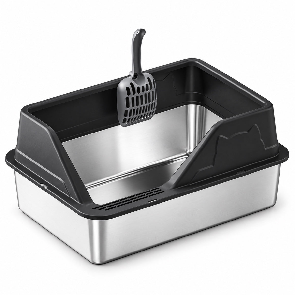 GAVPEPY Extra Large Stainless Steel High-Sided Cat Litter Box, 56 Options image 30 - DPlitterbox5-Black-50X35X28CM.jpg