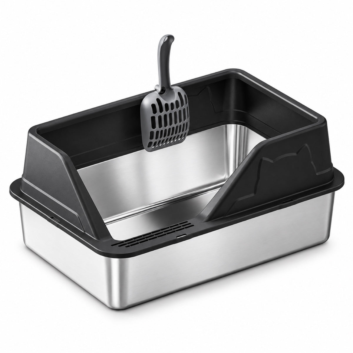 GAVPEPY Extra Large Stainless Steel High-Sided Cat Litter Box, 56 Options image 50 - DPlitterbox5-Black-60X40X23CM.jpg
