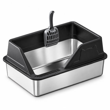 GAVPEPY Extra Large Stainless Steel High-Sided Cat Litter Box, 56 Options image 50 - DPlitterbox5-Black-60X40X23CM.jpg