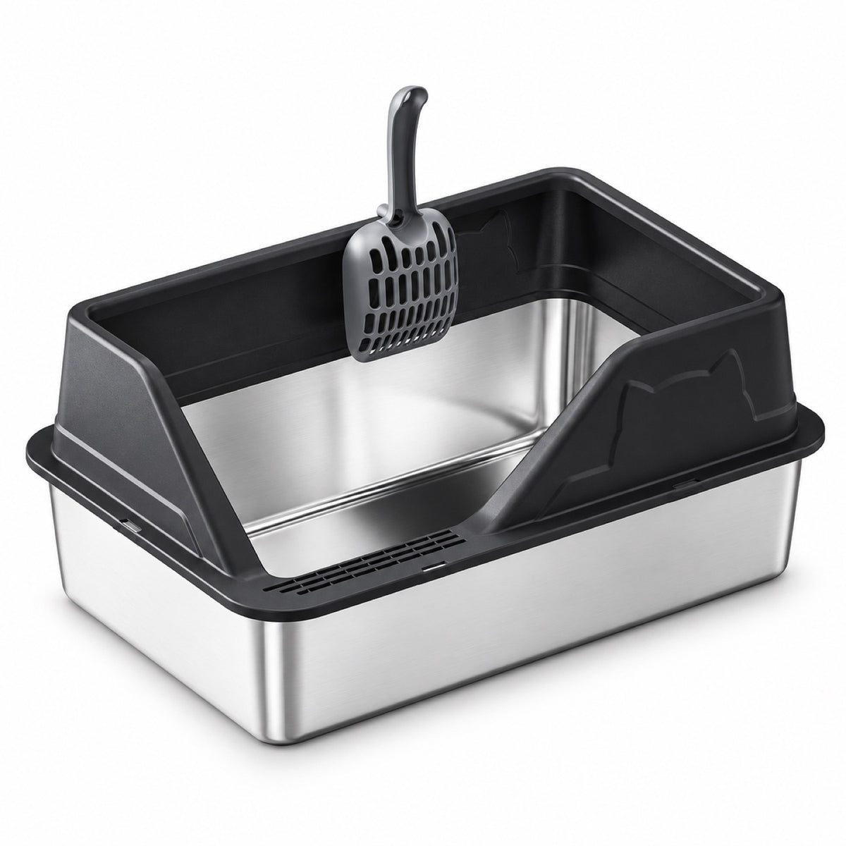 GAVPEPY Extra Large Stainless Steel High-Sided Cat Litter Box, 56 Options image 25 - DPlitterbox5-Black-60X40X26CM.jpg