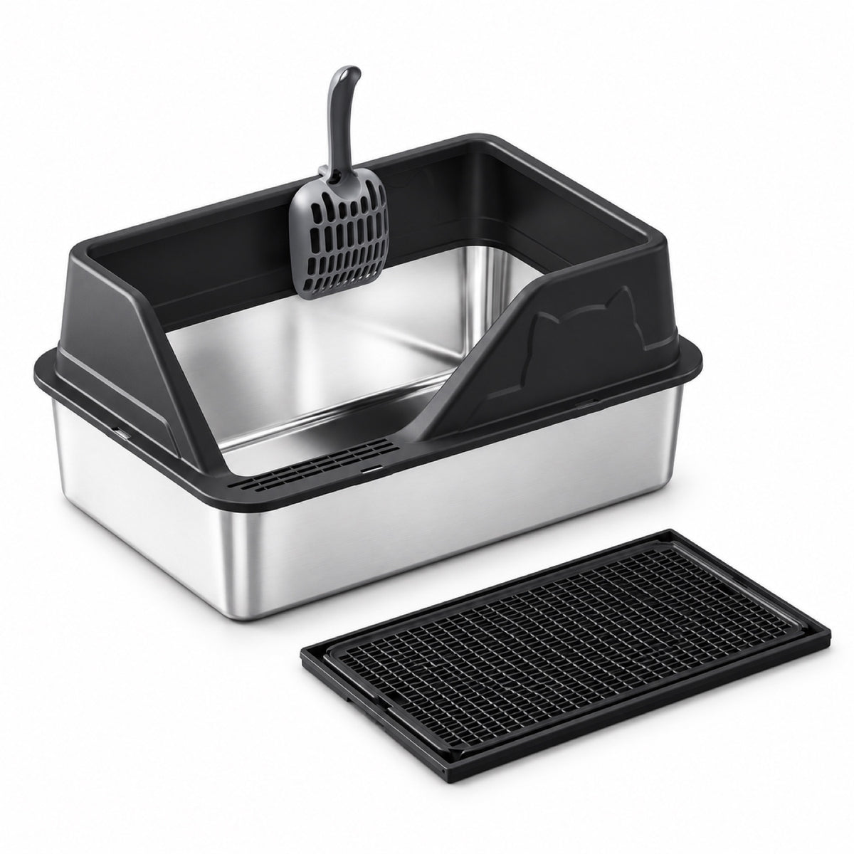 GAVPEPY Extra Large Stainless Steel High-Sided Cat Litter Box, 56 Options image 49 - DPlitterbox5-Black-60X40X28CM-V55.jpg