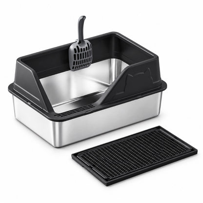 GAVPEPY Extra Large Stainless Steel High-Sided Cat Litter Box, 56 Options image 49 - DPlitterbox5-Black-60X40X28CM-V55.jpg