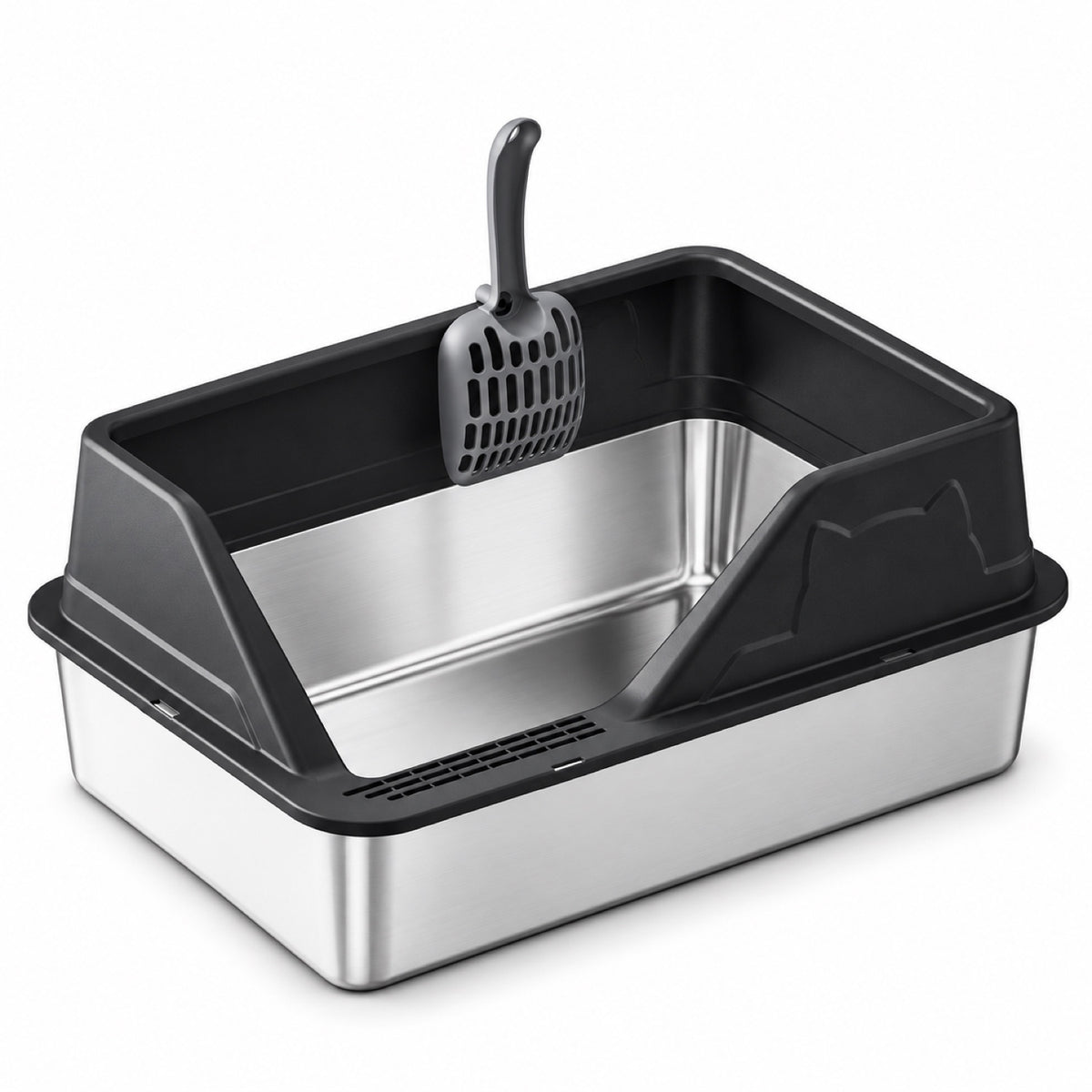 GAVPEPY Extra Large Stainless Steel High-Sided Cat Litter Box, 56 Options image 21 - DPlitterbox5-Black-60X40X28CM.jpg