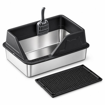 GAVPEPY Extra Large Stainless Steel High-Sided Cat Litter Box, 56 Options image 39 - DPlitterbox5-Black-60X40X33CM-V56.jpg