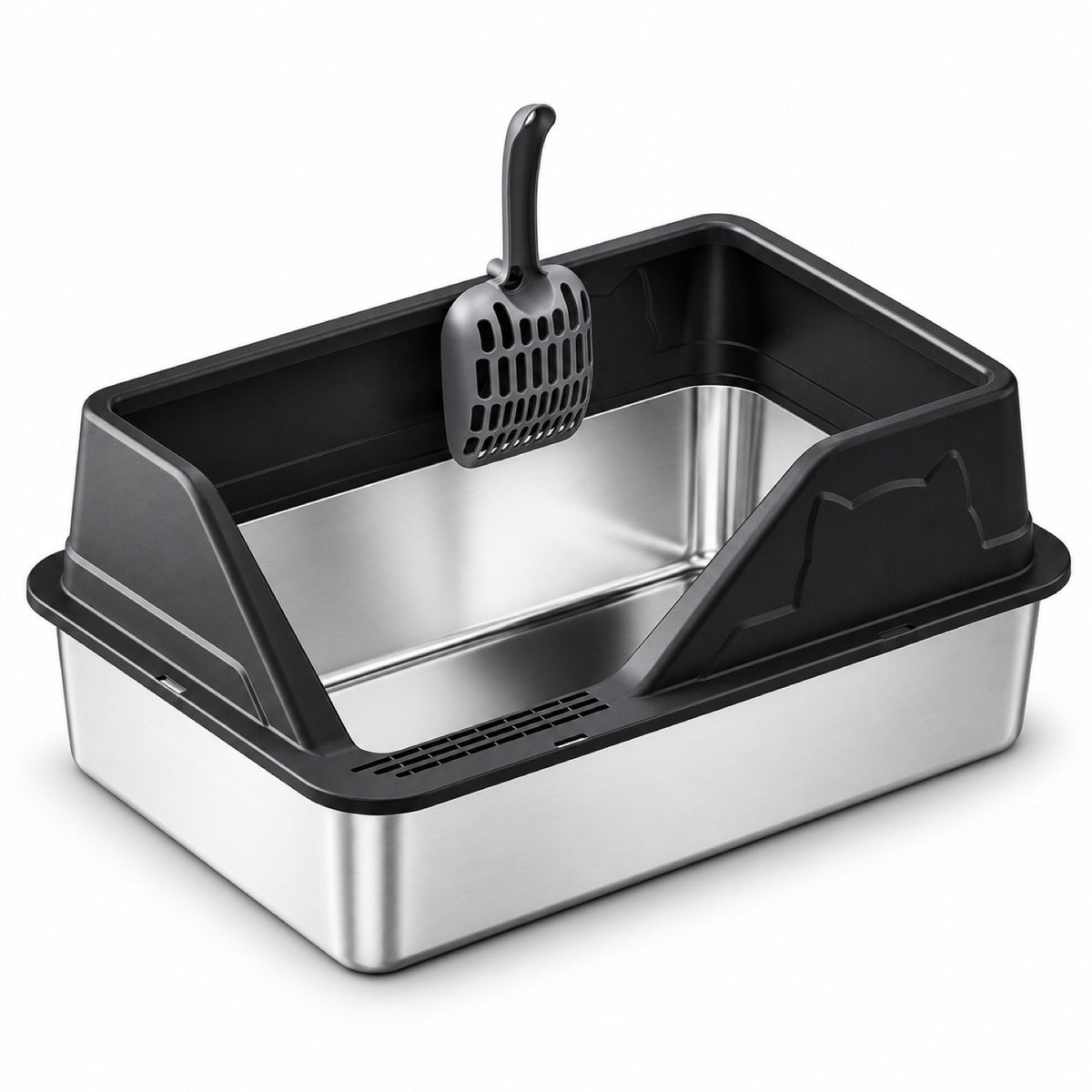 GAVPEPY Extra Large Stainless Steel High-Sided Cat Litter Box, 56 Options image 10 - DPlitterbox5-Black-60X40X33CM.jpg