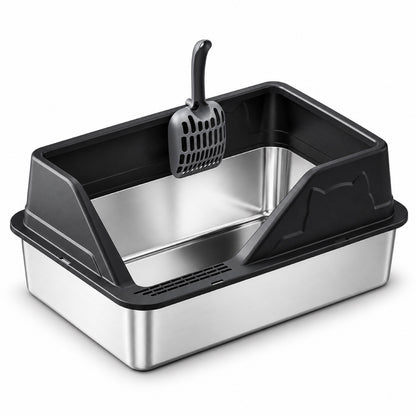 GAVPEPY Extra Large Stainless Steel High-Sided Cat Litter Box, 56 Options image 10 - DPlitterbox5-Black-60X40X33CM.jpg