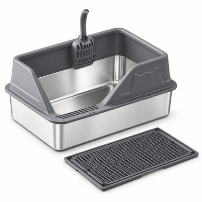 GAVPEPY Extra Large Stainless Steel High-Sided Cat Litter Box, 56 Options image 15 - DPlitterbox5-DarkGray-50X35X33CM-V38.jpg