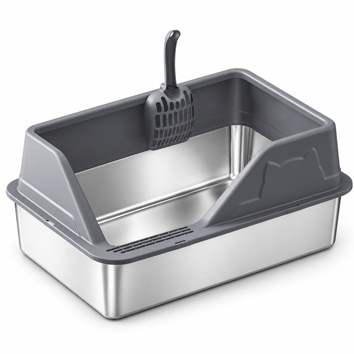 GAVPEPY Extra Large Stainless Steel High-Sided Cat Litter Box, 56 Options image 53 - DPlitterbox5-DarkGray-60X40X23CM.jpg