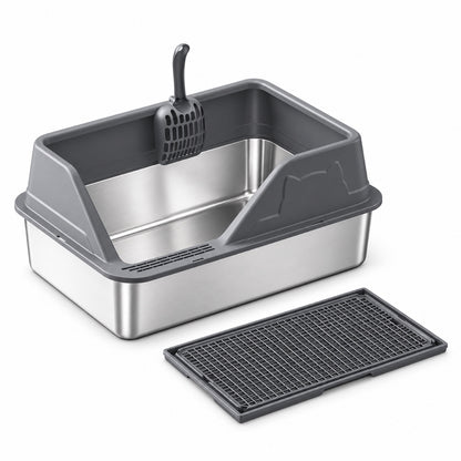 GAVPEPY Extra Large Stainless Steel High-Sided Cat Litter Box, 56 Options image 52 - DPlitterbox5-DarkGray-60X40X26CM-V40.jpg