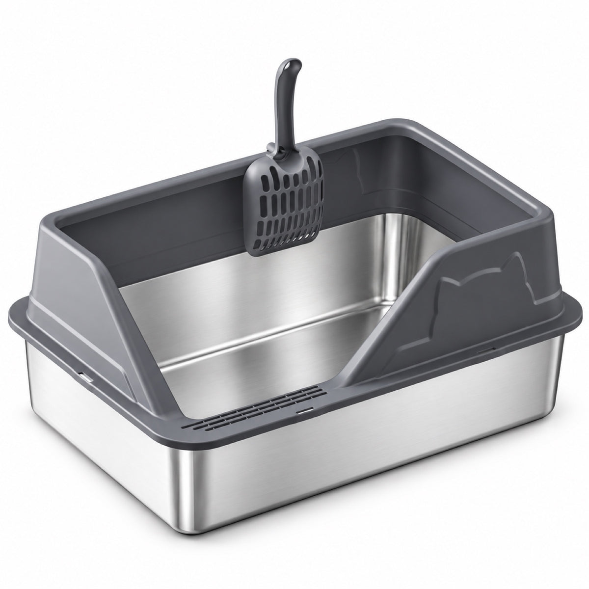 GAVPEPY Extra Large Stainless Steel High-Sided Cat Litter Box, 56 Options image 23 - DPlitterbox5-DarkGray-60X40X26CM.jpg