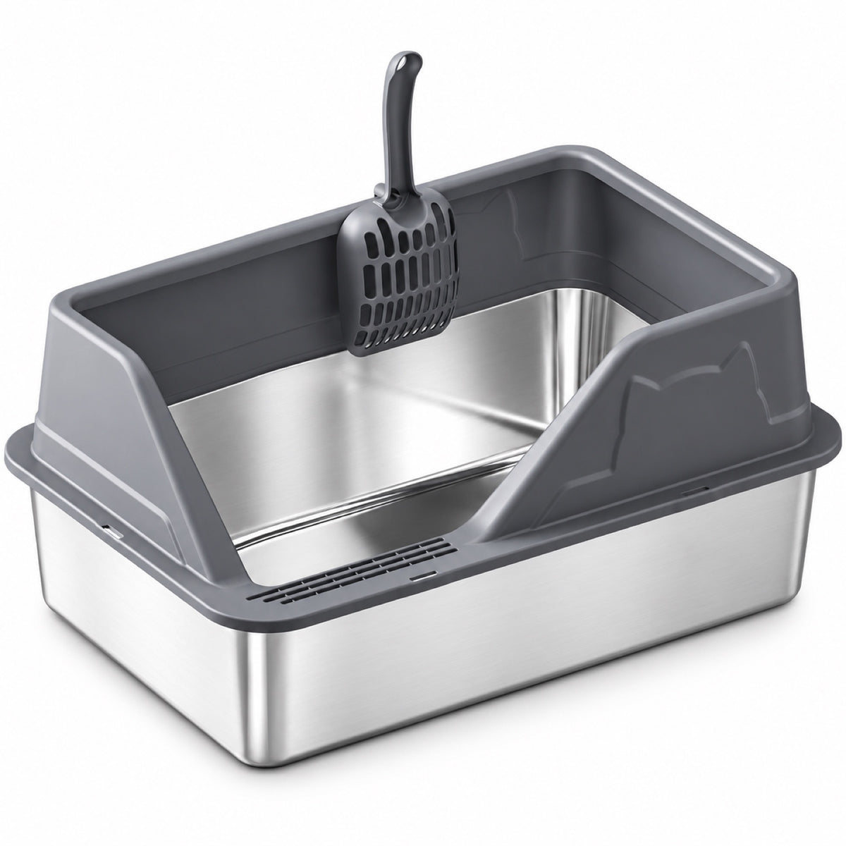 GAVPEPY Extra Large Stainless Steel High-Sided Cat Litter Box, 56 Options image 45 - DPlitterbox5-DarkGray-60X40X28CM.jpg