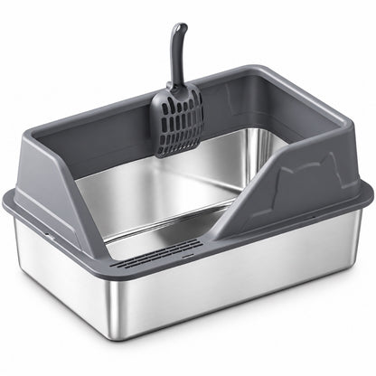 GAVPEPY Extra Large Stainless Steel High-Sided Cat Litter Box, 56 Options image 45 - DPlitterbox5-DarkGray-60X40X28CM.jpg