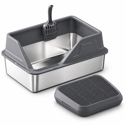 GAVPEPY Extra Large Stainless Steel High-Sided Cat Litter Box, 56 Options image 59 - DPlitterbox5-DarkGray-60X40X33CM-V28.jpg