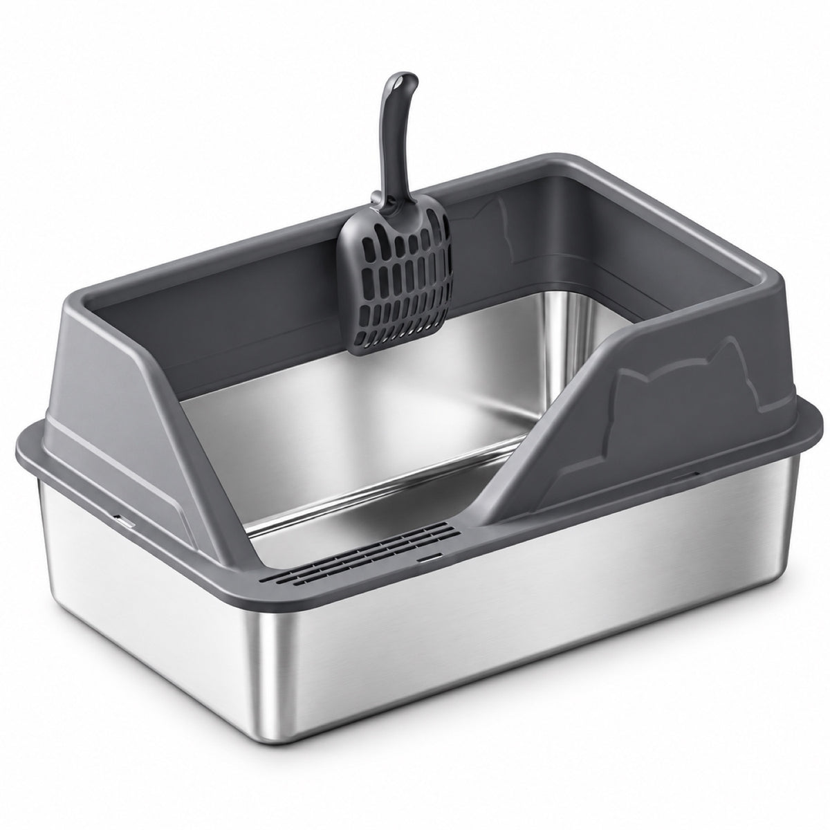 GAVPEPY Extra Large Stainless Steel High-Sided Cat Litter Box, 56 Options image 34 - DPlitterbox5-DarkGray-60X40X33CM.jpg