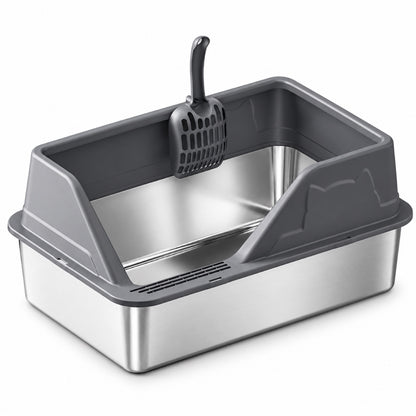 GAVPEPY Extra Large Stainless Steel High-Sided Cat Litter Box, 56 Options image 34 - DPlitterbox5-DarkGray-60X40X33CM.jpg