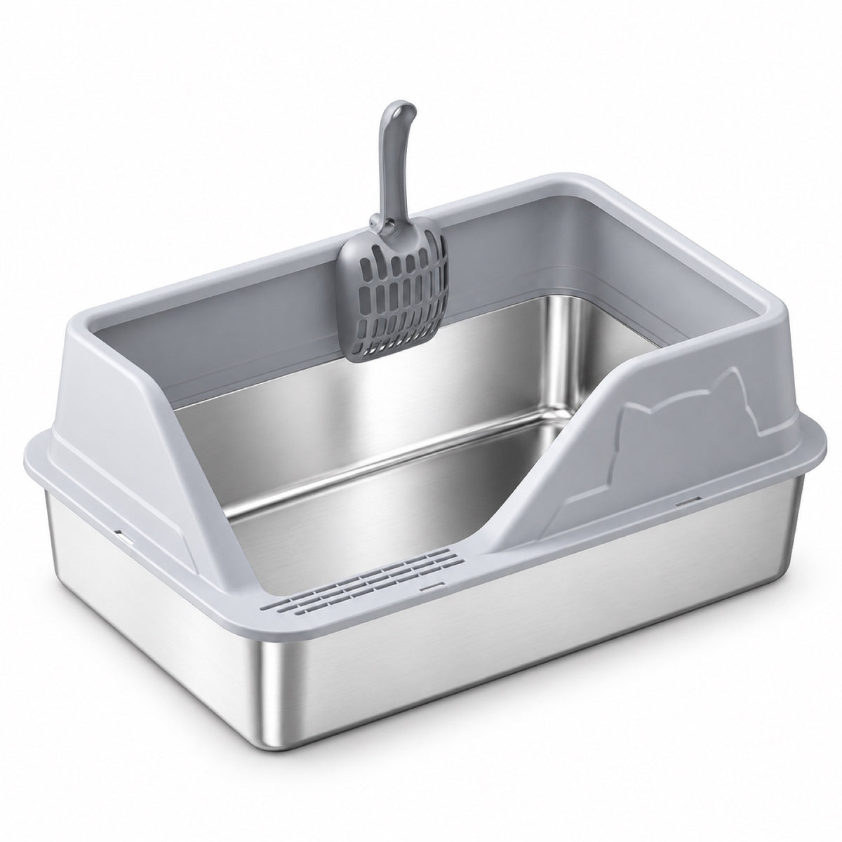 GAVPEPY Extra Large Stainless Steel High-Sided Cat Litter Box, 56 Options image 40 - DPlitterbox5-LightGray-60X40X26CM.jpg